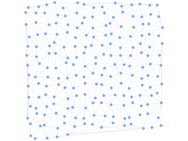 Delaunay Triangulation example: 1024×1024, 200 Sites (Jitter 60)