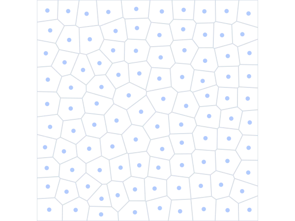 Relaxed Voronoi example: Relaxed Voronoi (512×512, 100 Sites)